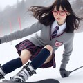 眼鏡女子 楓のスキー 4枚目