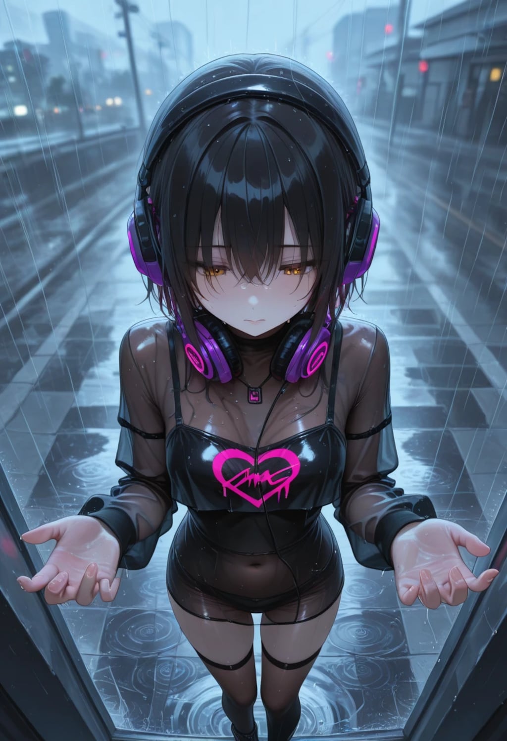 雨、...ふってきちゃった。