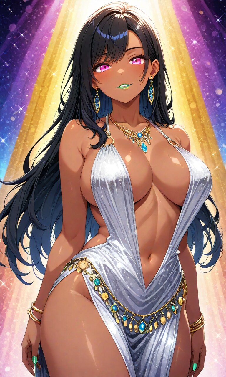 褐色イブニングドレス美女2