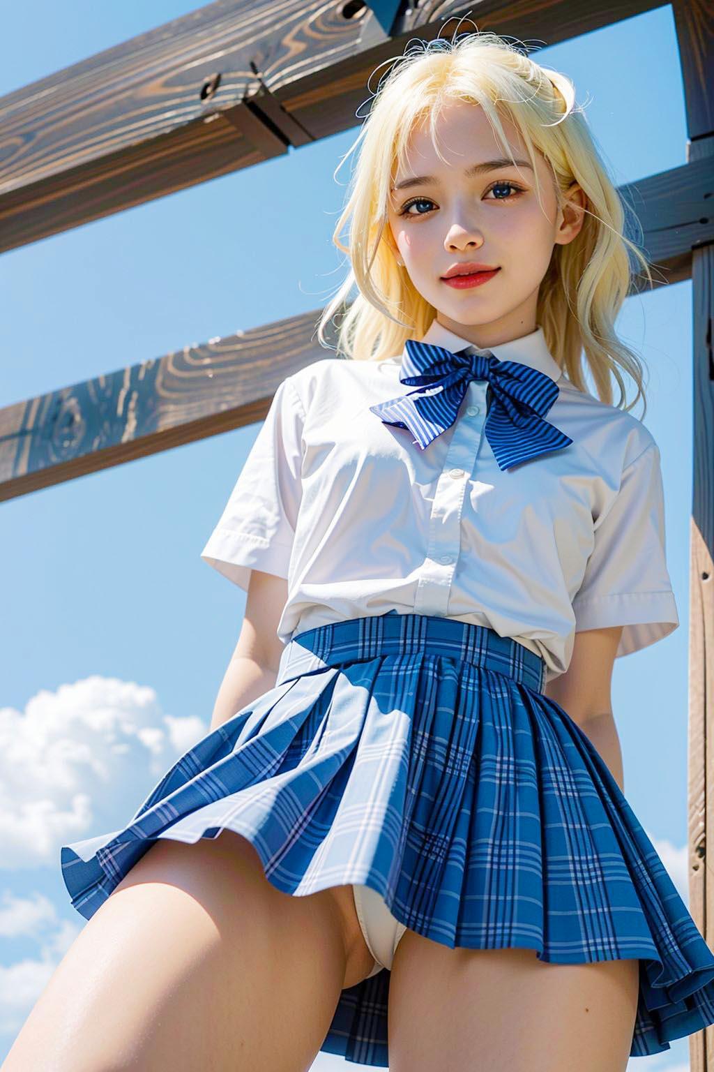 AIイラスト白ギャル貧乳ロリ顔　エロ画像　18歳女子校生海外コスプレイヤー「お父さん、ハグしてくれると、すべての不安が吹き飛ぶみたいだよ！」