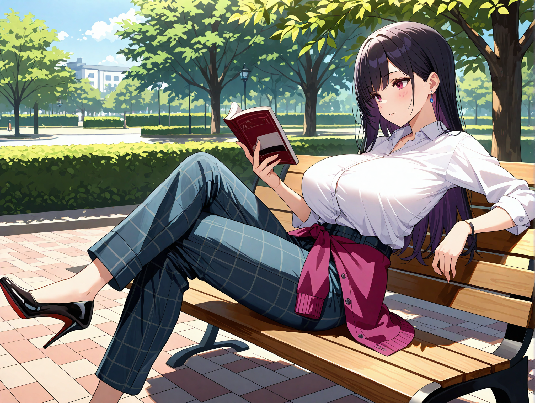 読書をする黒髪の娘