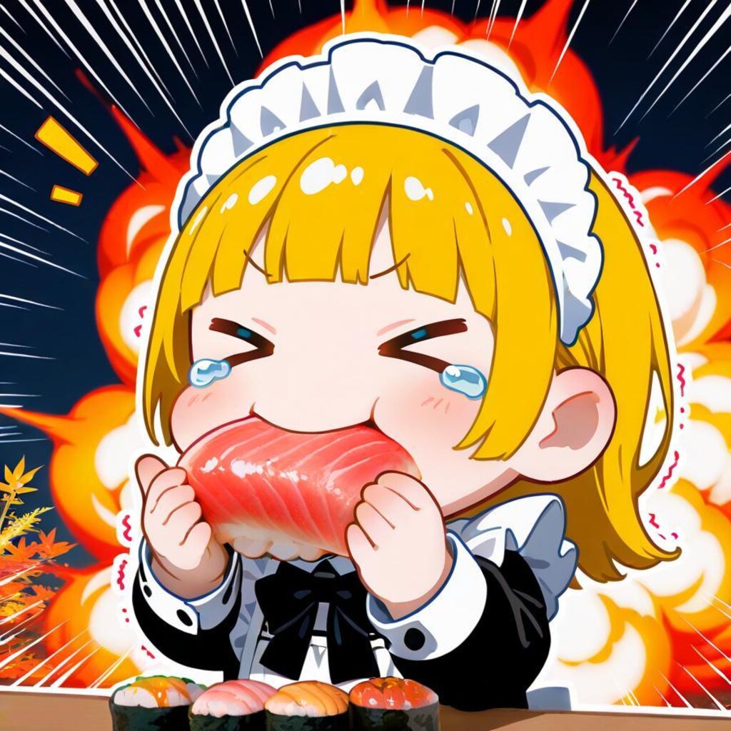 念願の寿司を食す系メイドちゃん、嬉し涙に震える🍣🍣✨✨