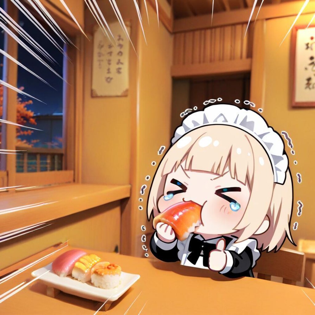 念願の寿司を食す系メイドちゃん、嬉し涙に震える🍣🍣✨✨