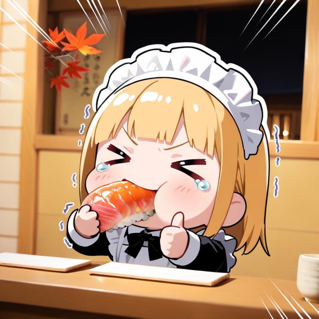 念願の寿司を食す系メイドちゃん、嬉し涙に震える🍣🍣✨✨