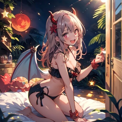 悪魔っ子と赤い月251106