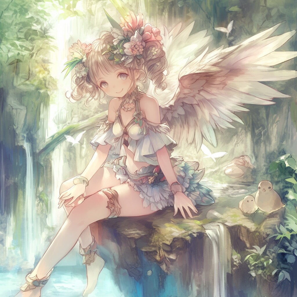 涼を楽しむ和風水着な天使様