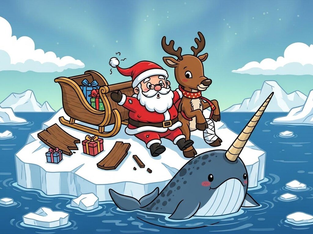 流氷で漂流するサンタクロース・５