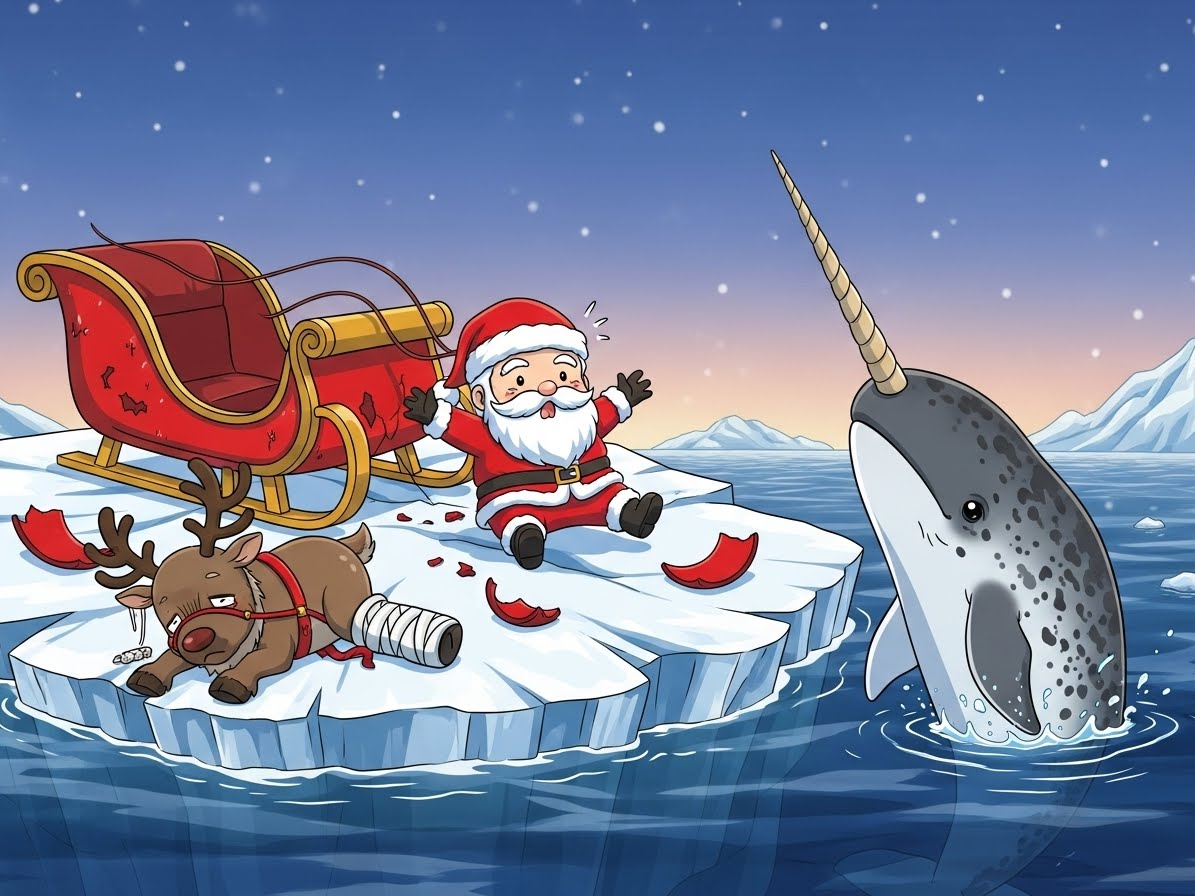 流氷で漂流するサンタクロース・５ | の人気AIイラスト・グラビア
