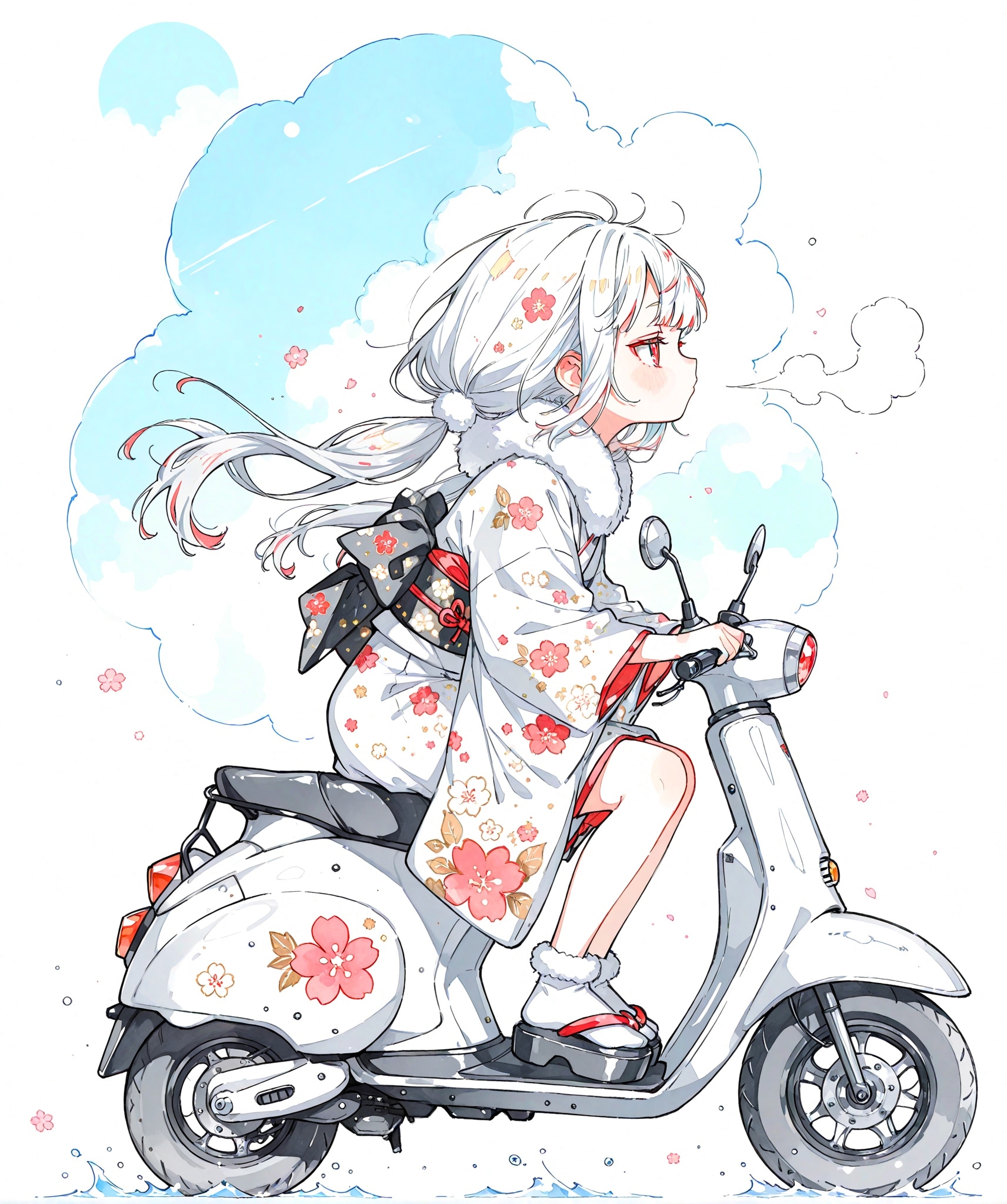 スクーターと少女