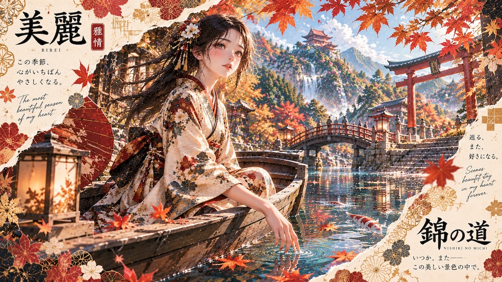 Autumn Tapestry by the River  Set along a serene river surrounded by vibrant autumn foliage, a grace