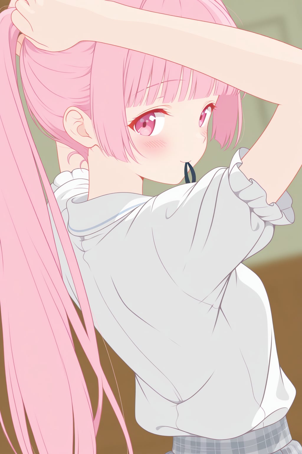 今日はポニテで
