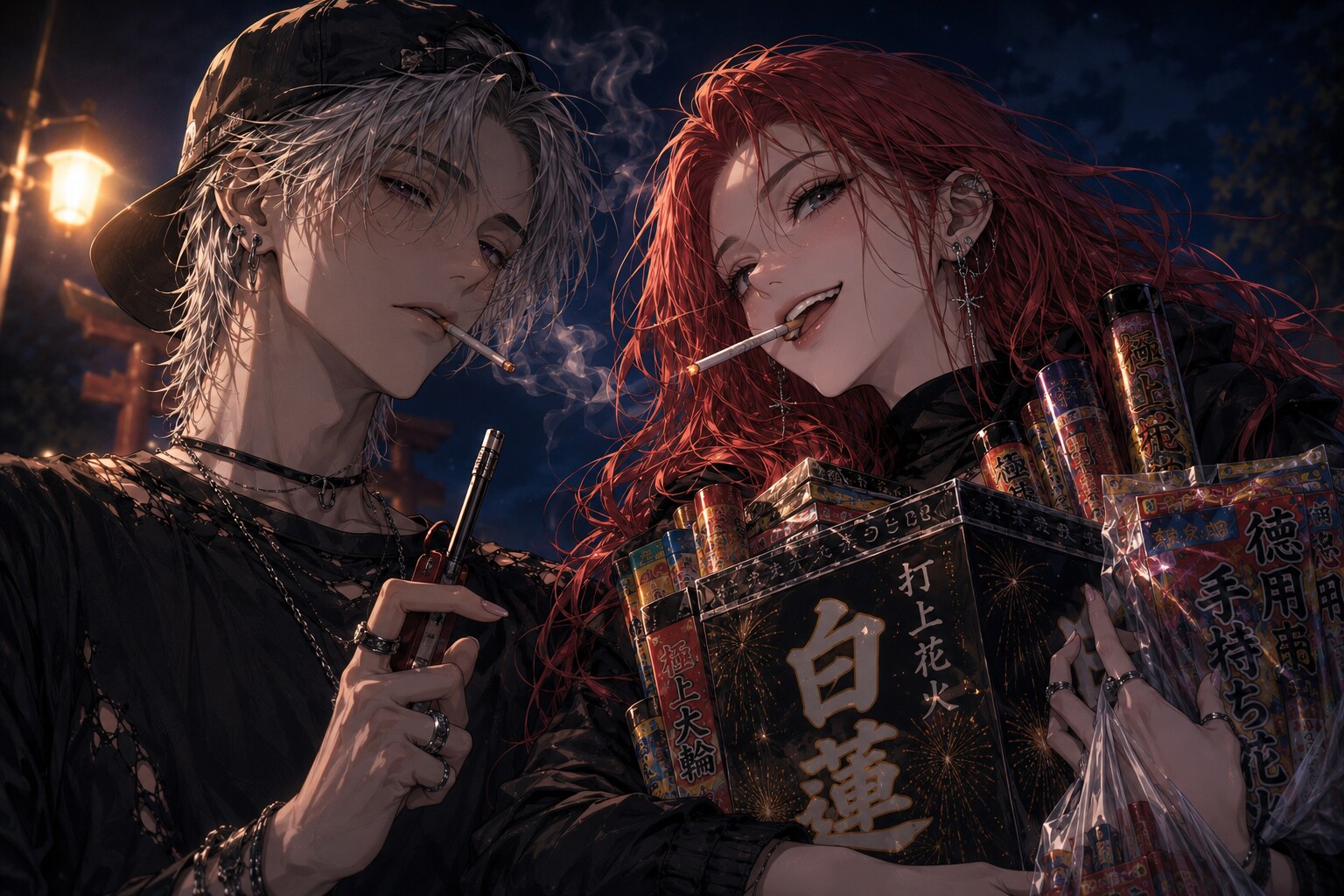 竜麻は、煙の向こうの悪戯に、今日も指先で付き合う。 | の人気AIイラスト・グラビア