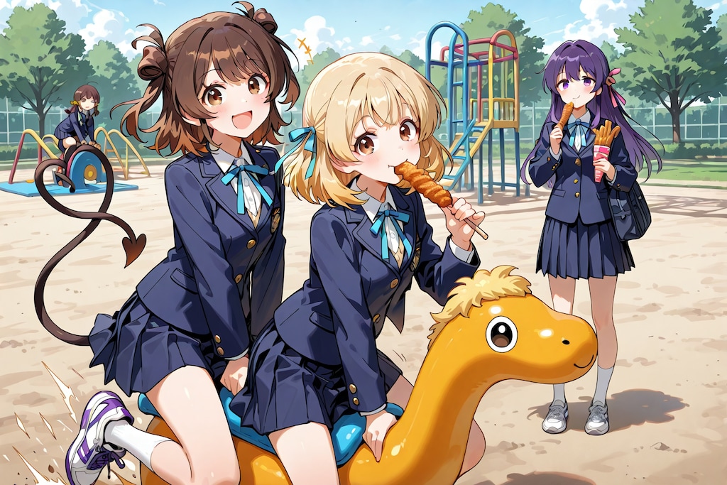 チュロスは陽の食べ物。公園の遊具でまたがる呪文、