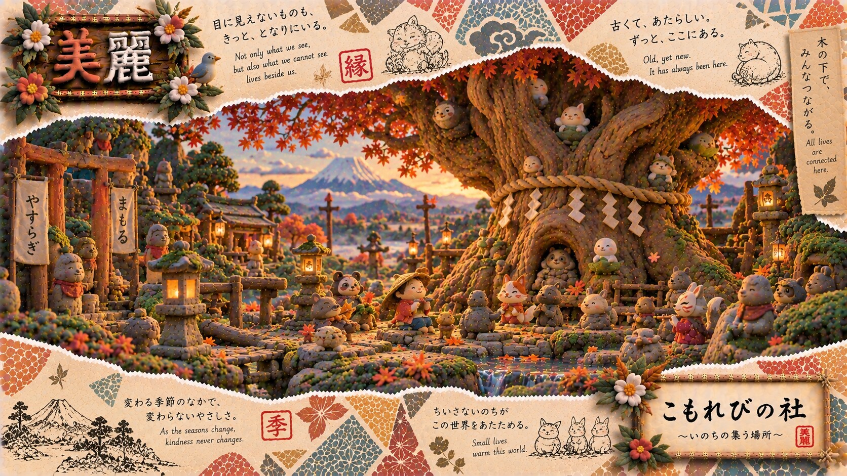 Komorebi Shrine — Where Small Lives Gather  Not only what we see, but also what we cannot see, lives | の人気AIイラスト・グラビア