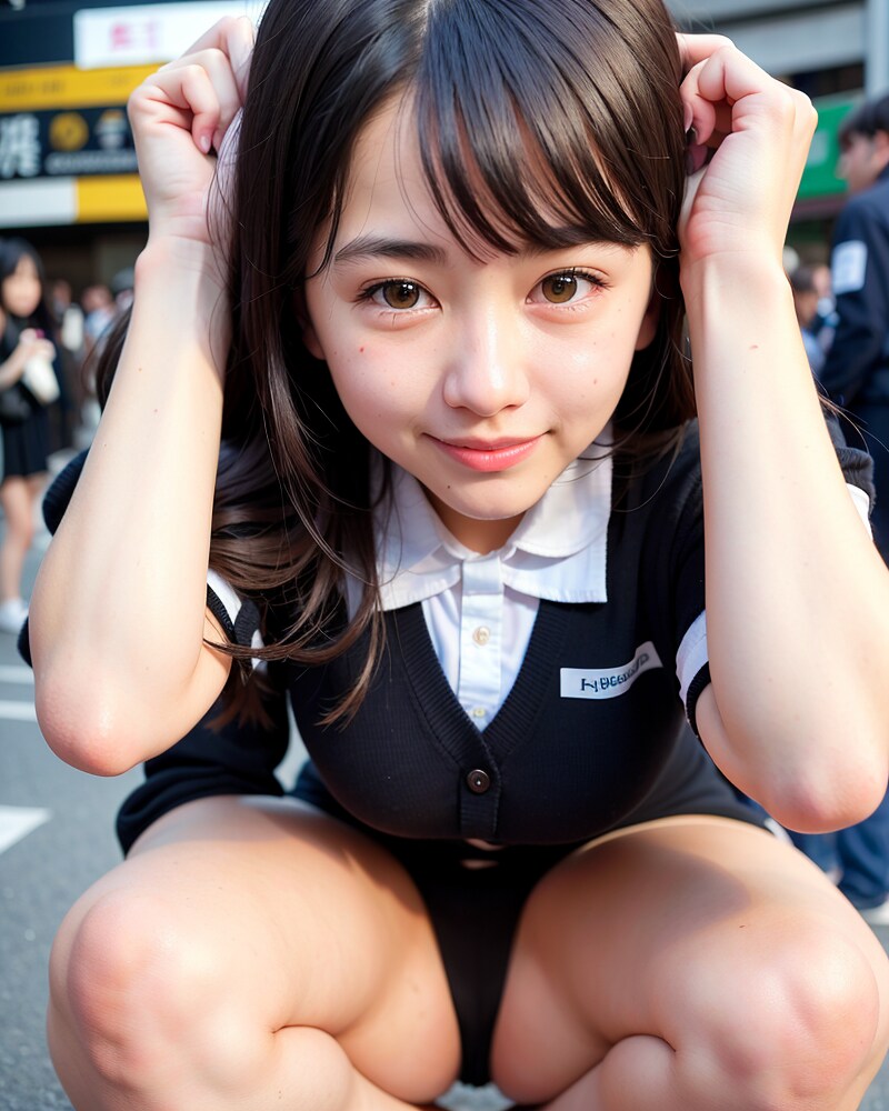 路上ガニ股JK