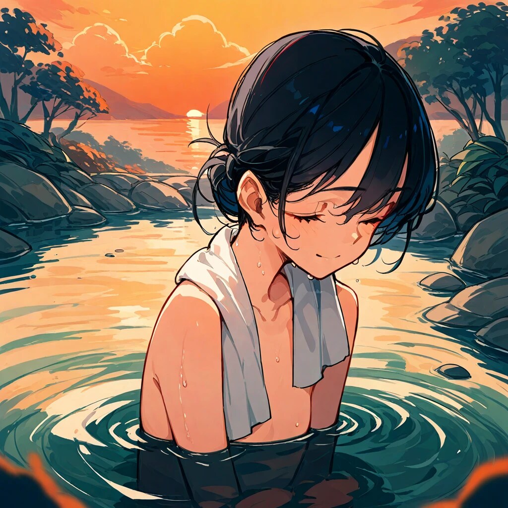 夏の汗を流す