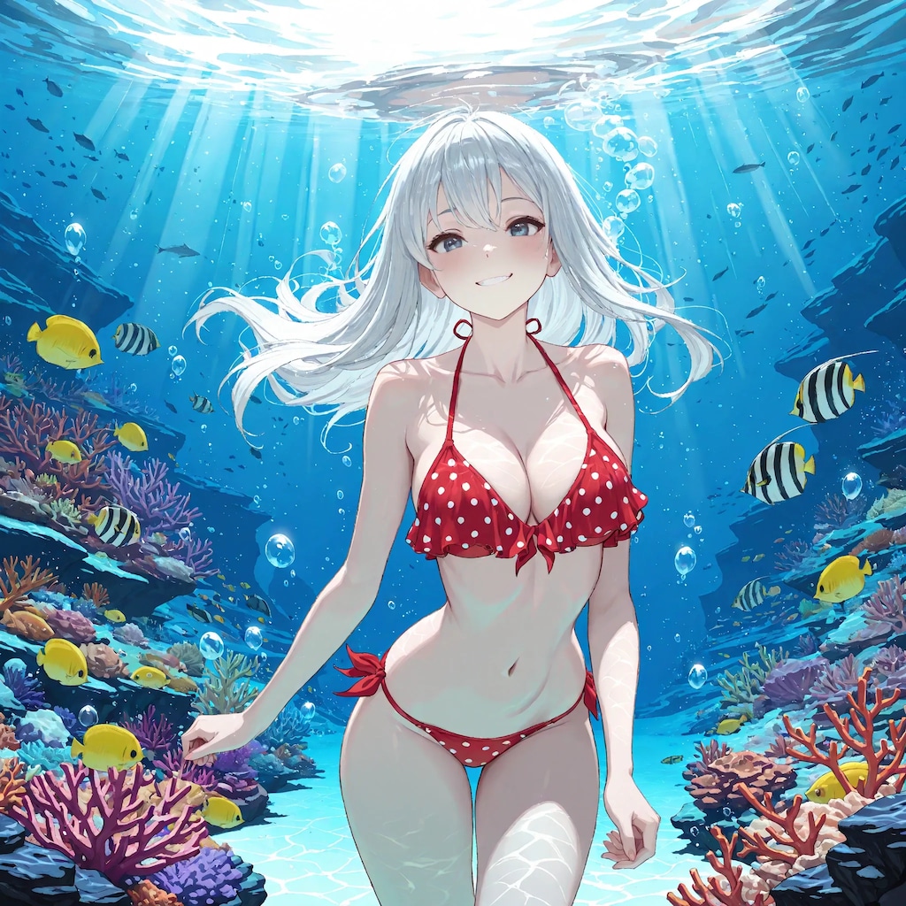 水中詰め合わせ 銀髪×赤い水玉ビキニ編