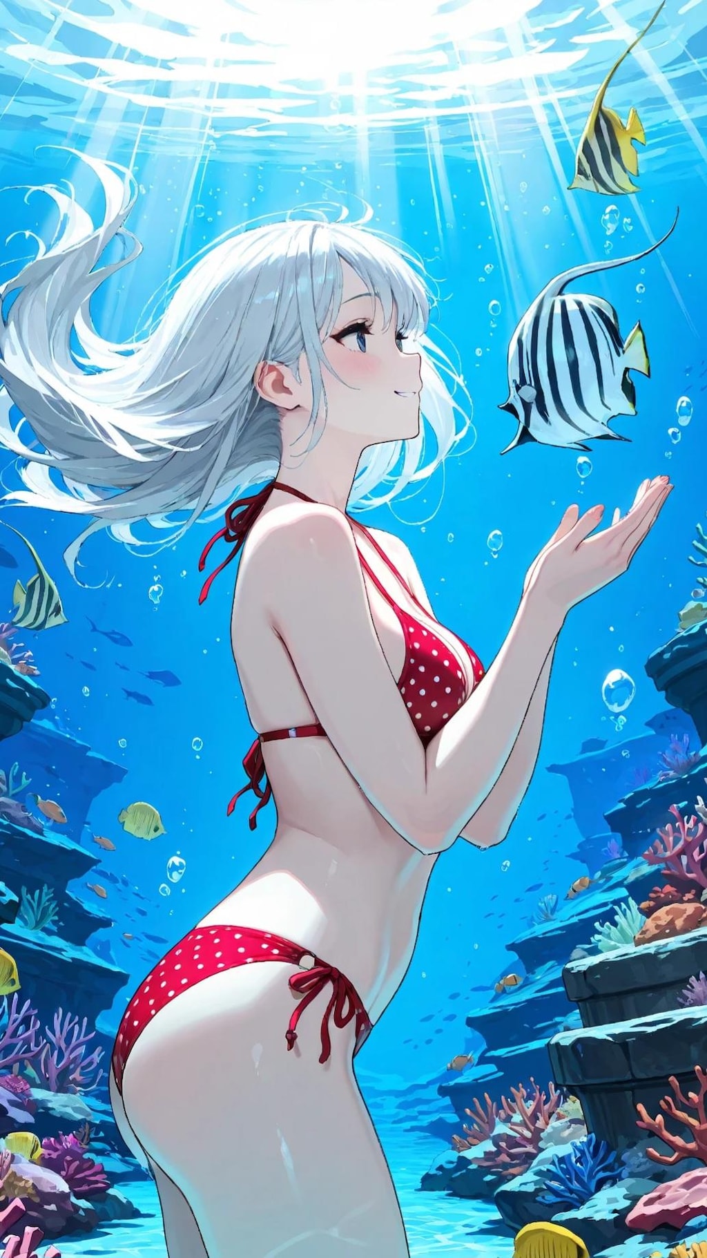 水中詰め合わせ 銀髪×赤い水玉ビキニ編