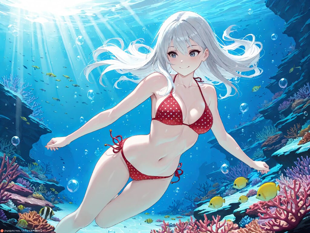 水中詰め合わせ 銀髪×赤い水玉ビキニ編
