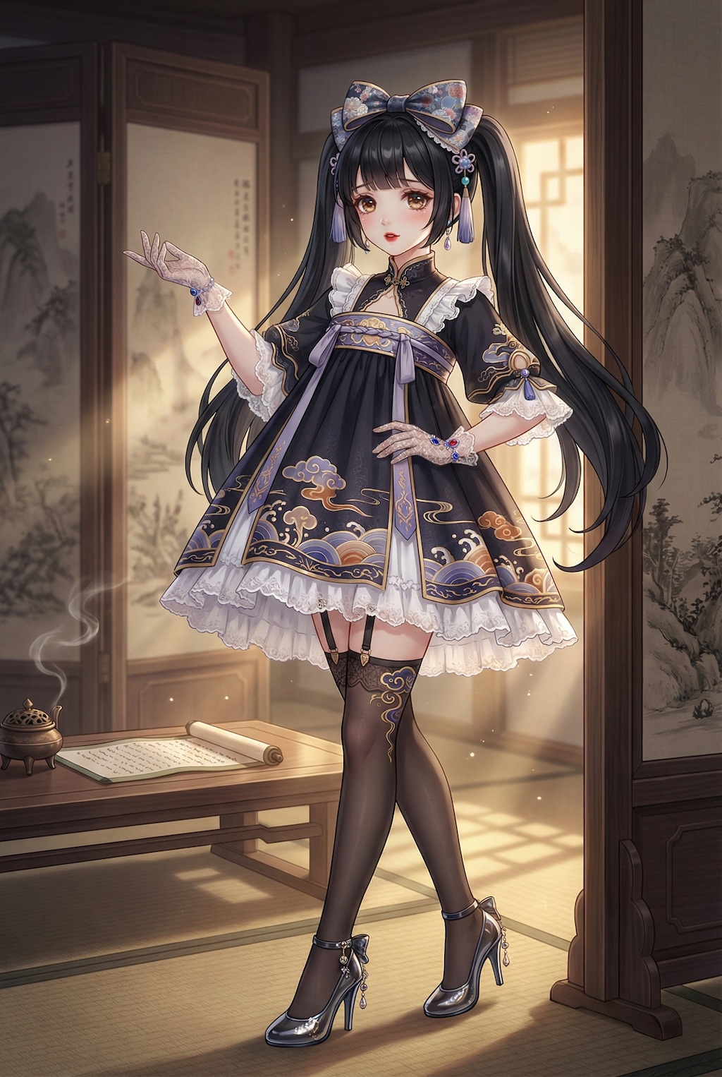 幽屏の囁きを纏う墨染