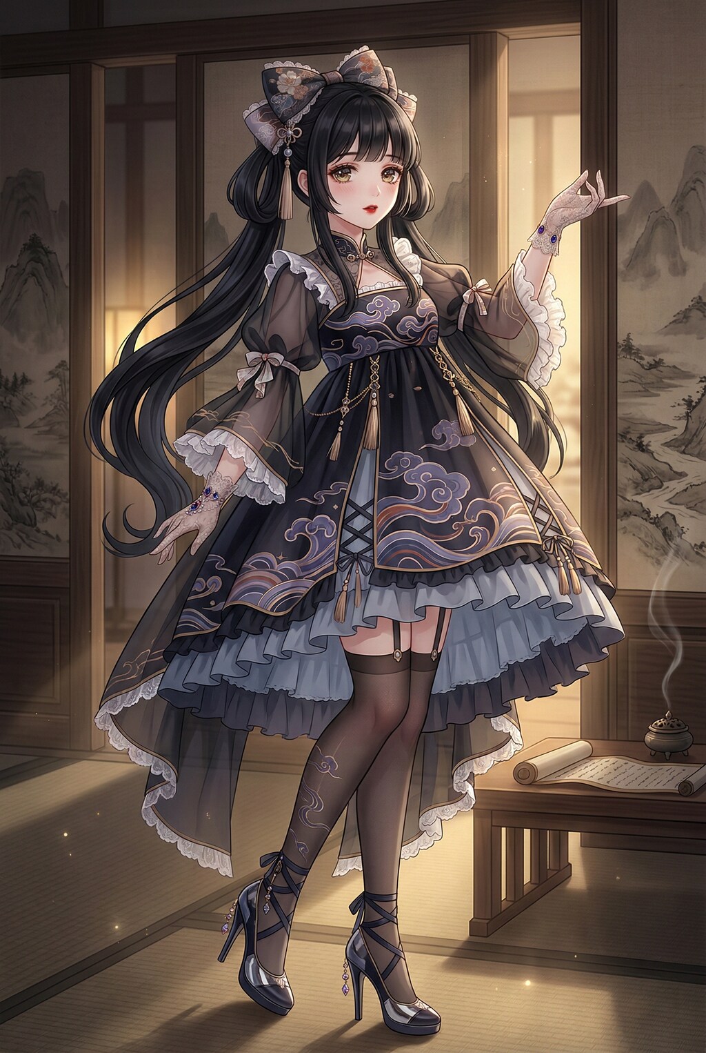 幽屏の囁きを纏う墨染