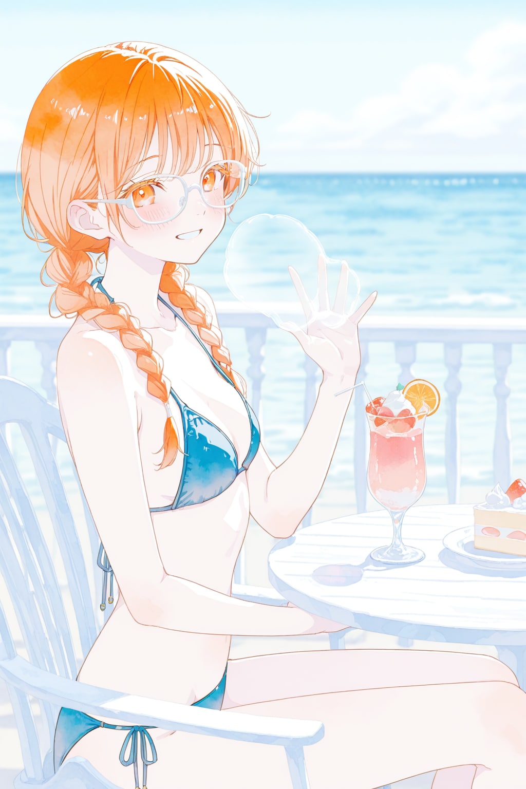 カフェの眼鏡三つ編みさん