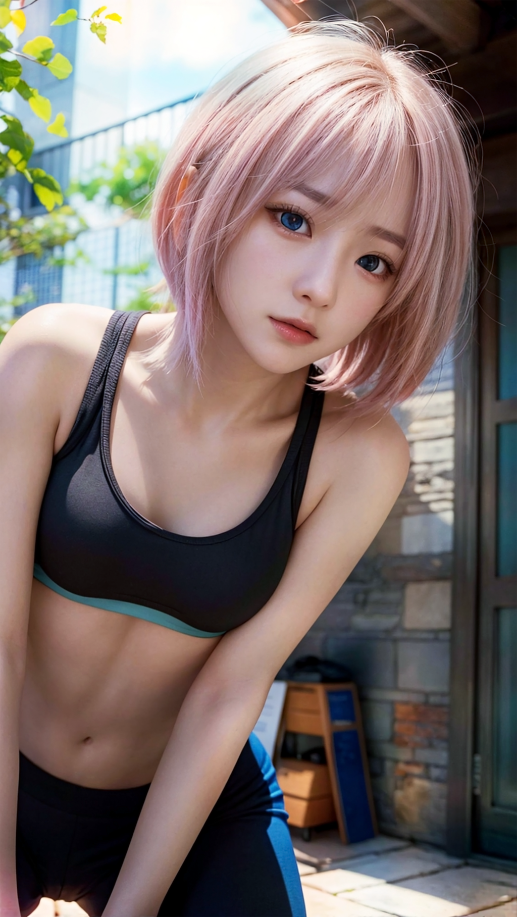 スポーツウェアと女の子