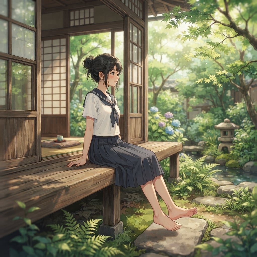 縁側の少女