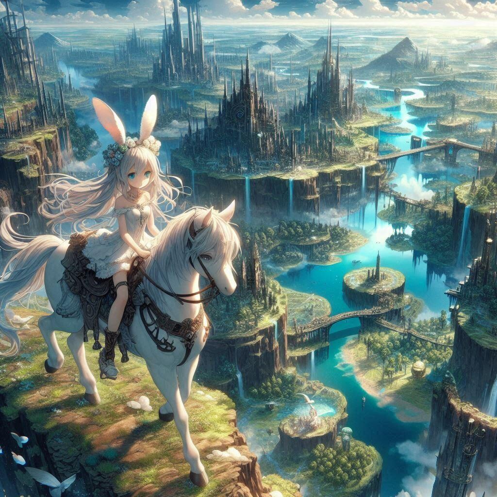 馬に乗ったウサギ耳の女の子