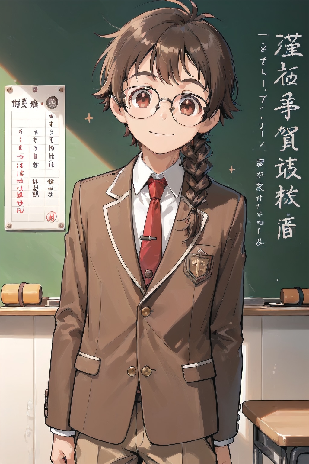 眼鏡三つ編み姉妹弟、揃い踏み