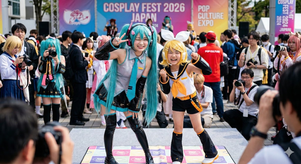 ミクちゃんとリンちゃんのコスプレ女の子