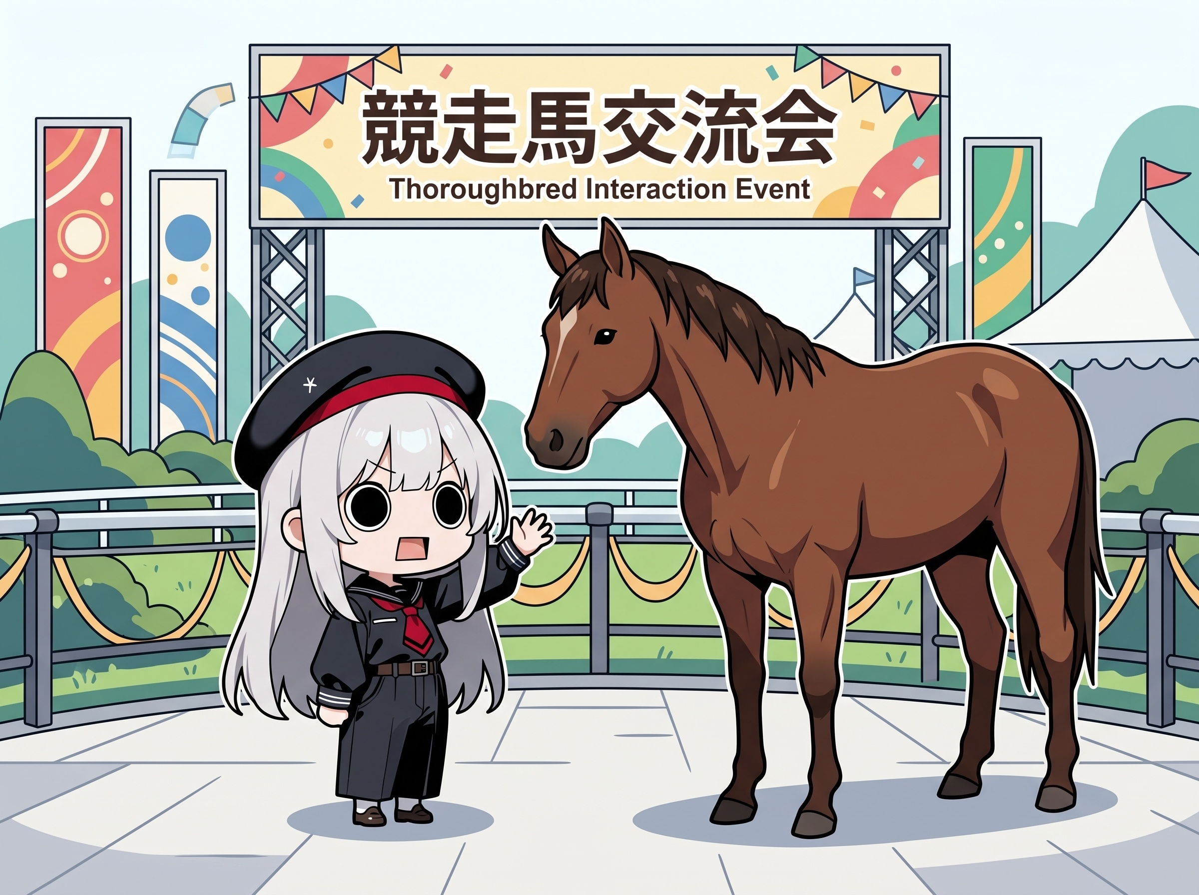 競走馬と交流するえらいこっちゃ嬢 | の人気AIイラスト・グラビア