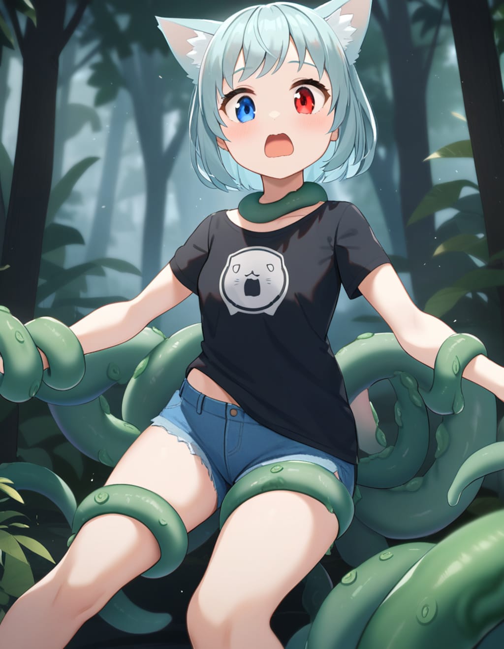 触手植物に捕まったとま