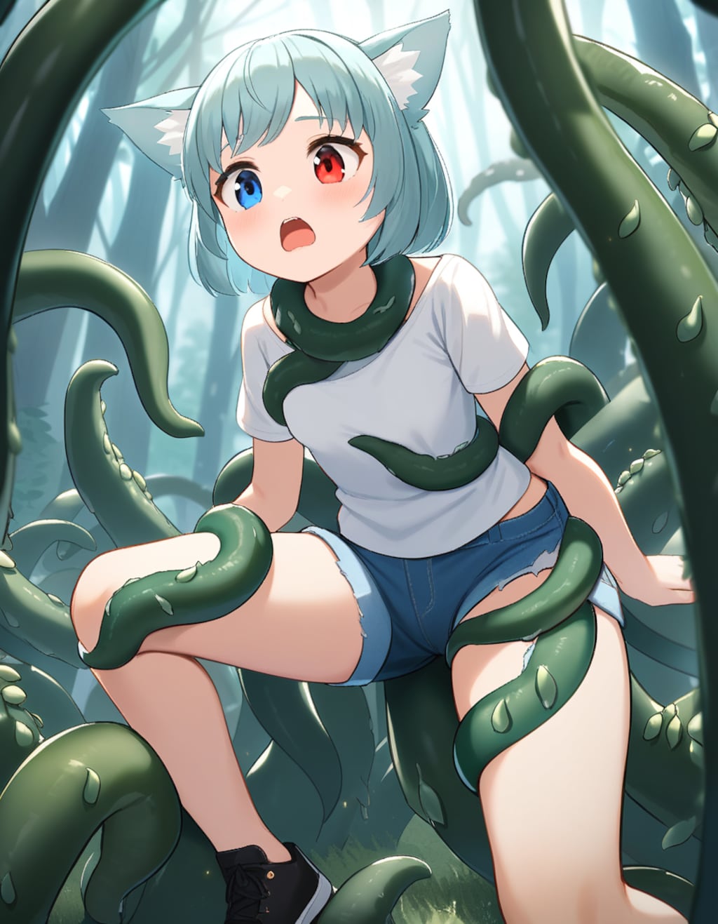 触手植物に捕まったとま