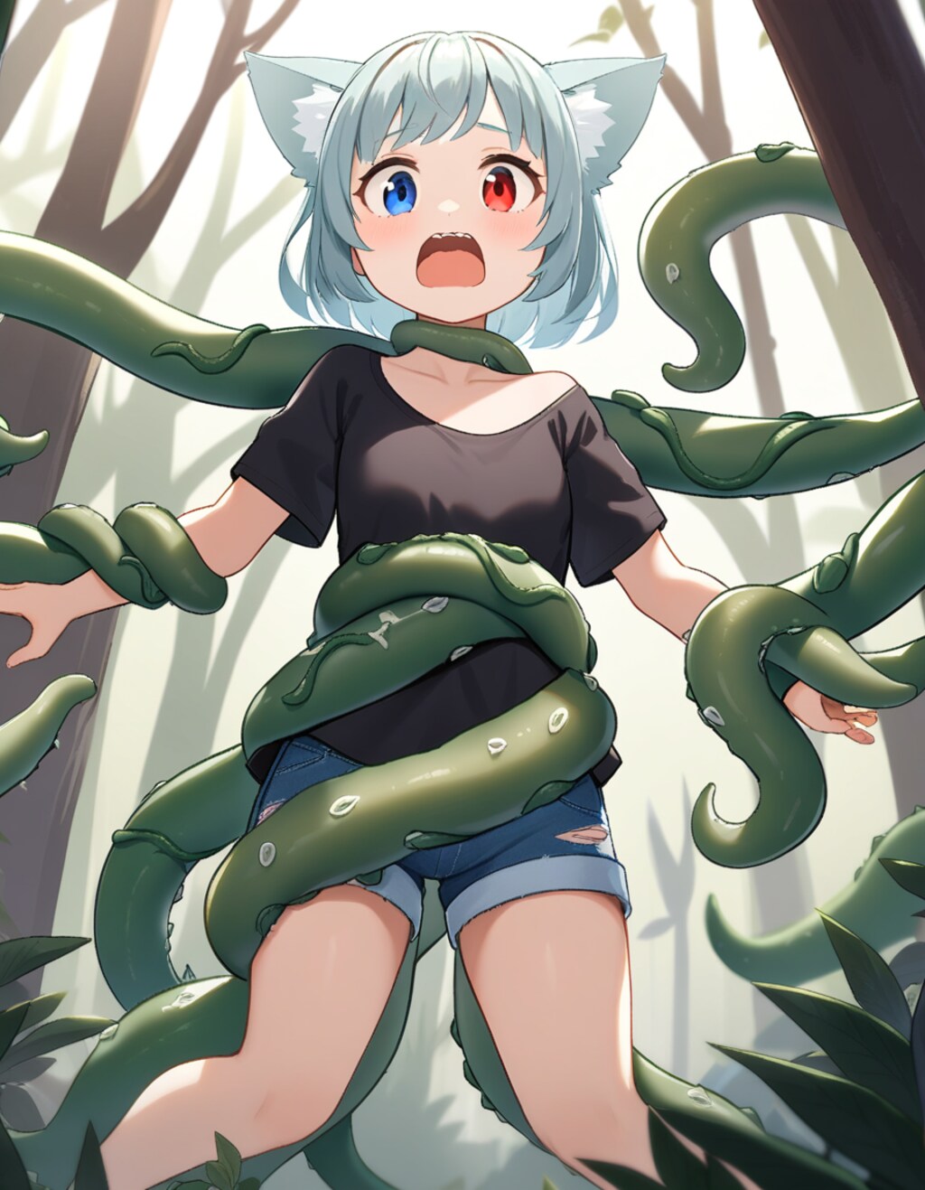 触手植物に捕まったとま