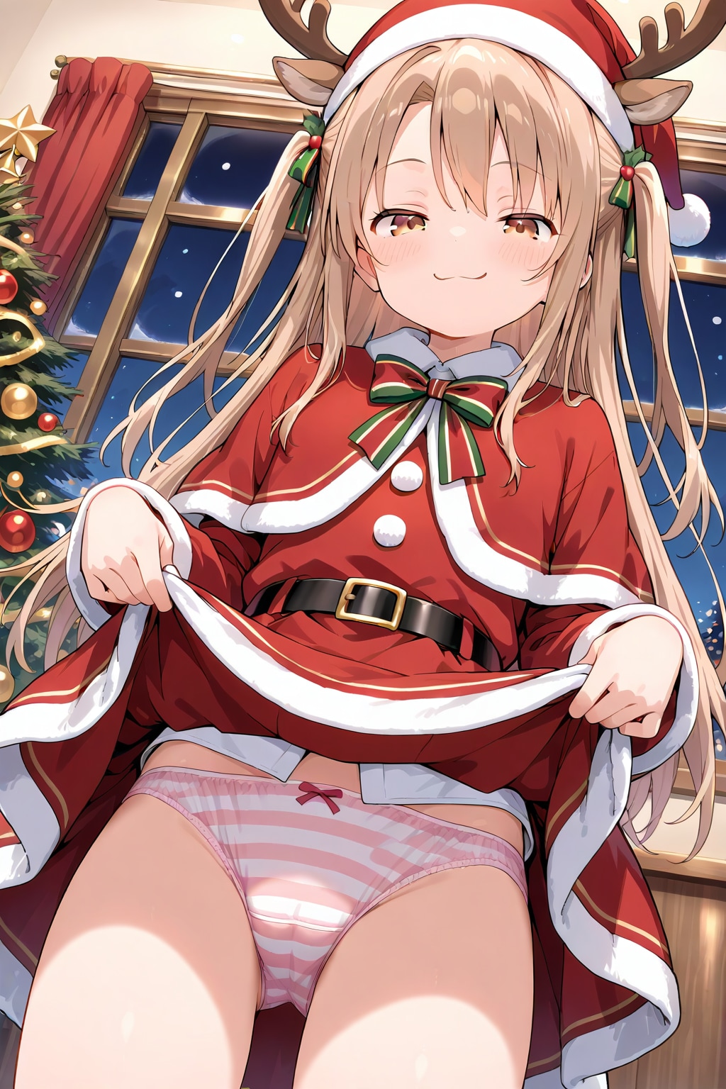 赤と白のしましまのパンティ
