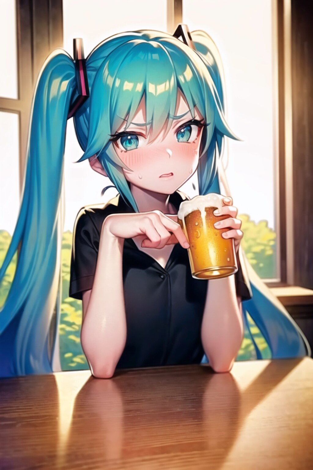 朝から飲酒ミク