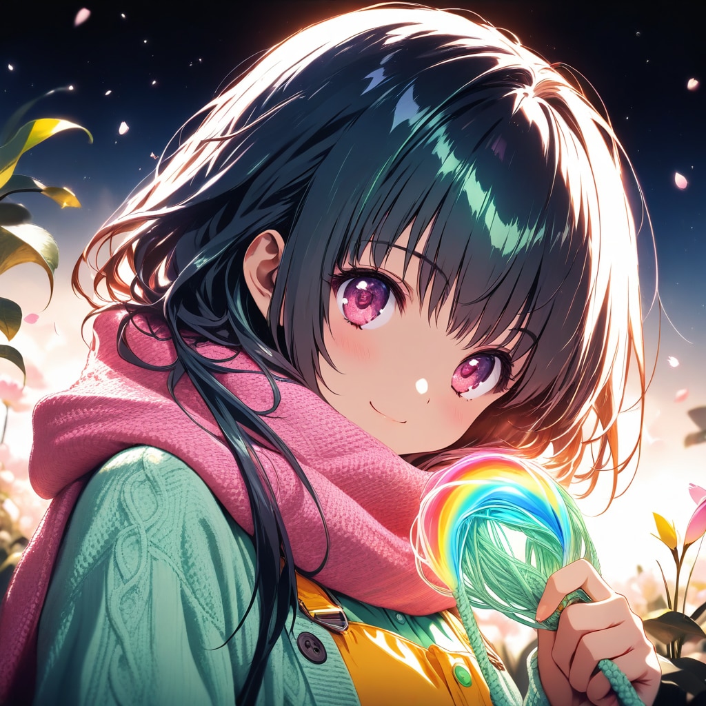 虹で編んだマフラー