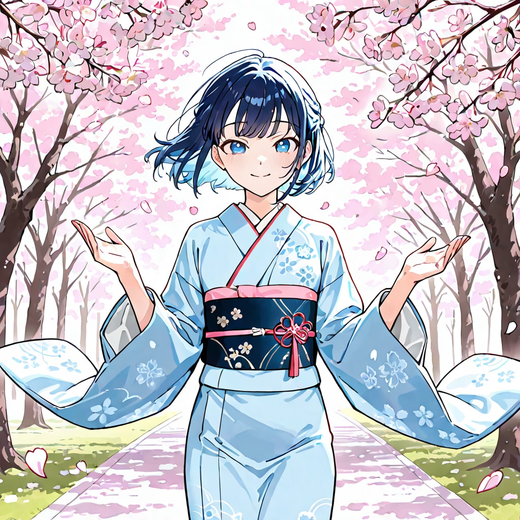 風に舞う花びらと笑顔 | の人気AIイラスト・グラビア