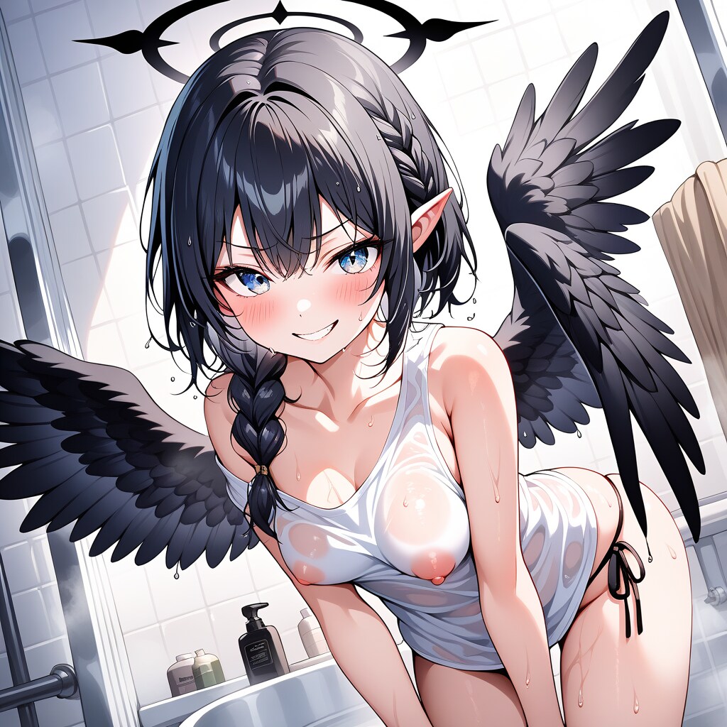 濡れ透け堕天使娘