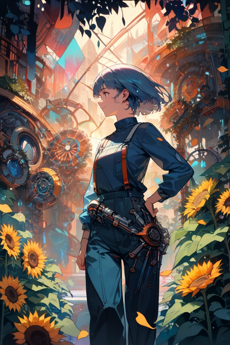 ひまわりのメカニカルガーデン | の人気AIイラスト・グラビア