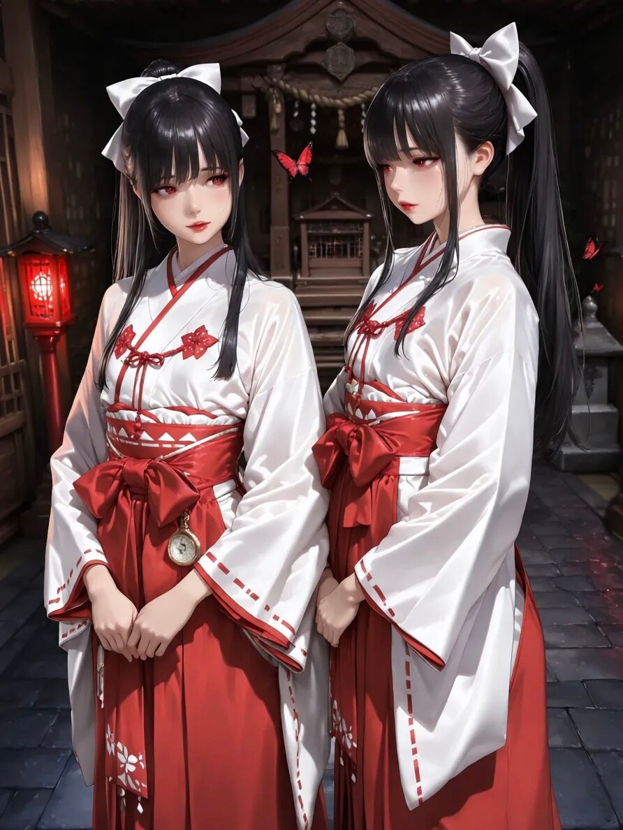 双子巫女 | の人気AIイラスト・グラビア