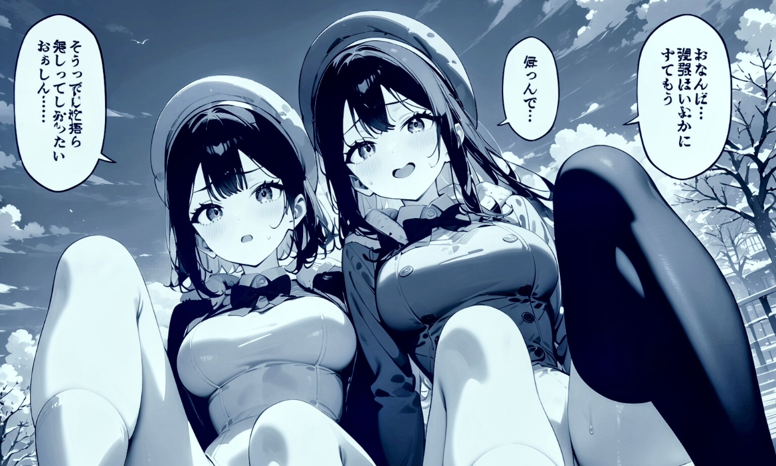 HALOさんで黒髪ロングの恋人同士漫画風