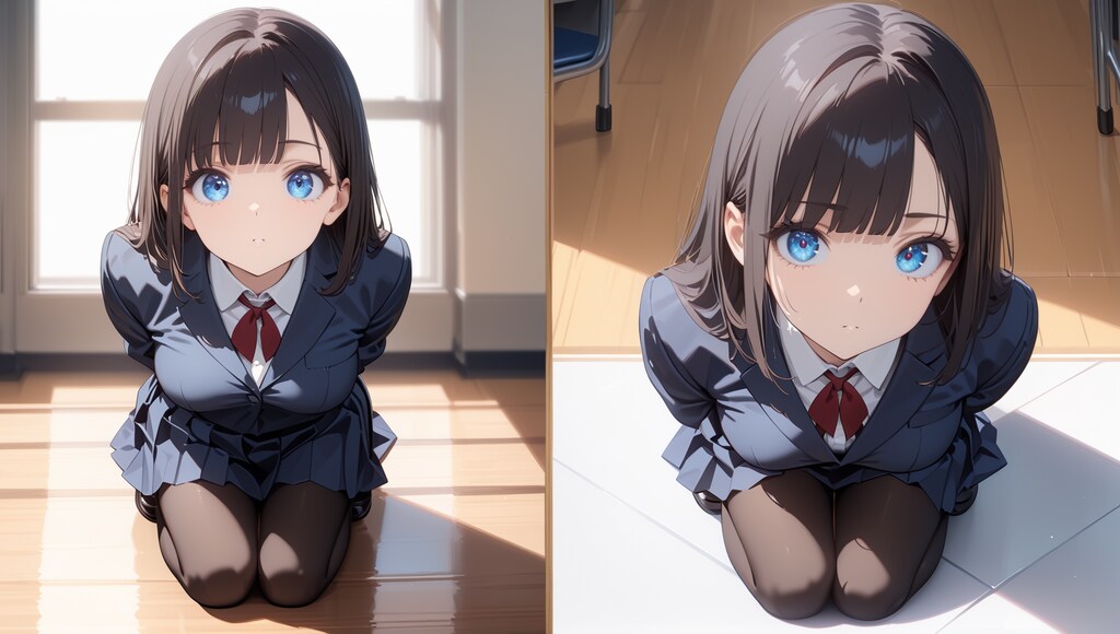 教室で女の子が正座