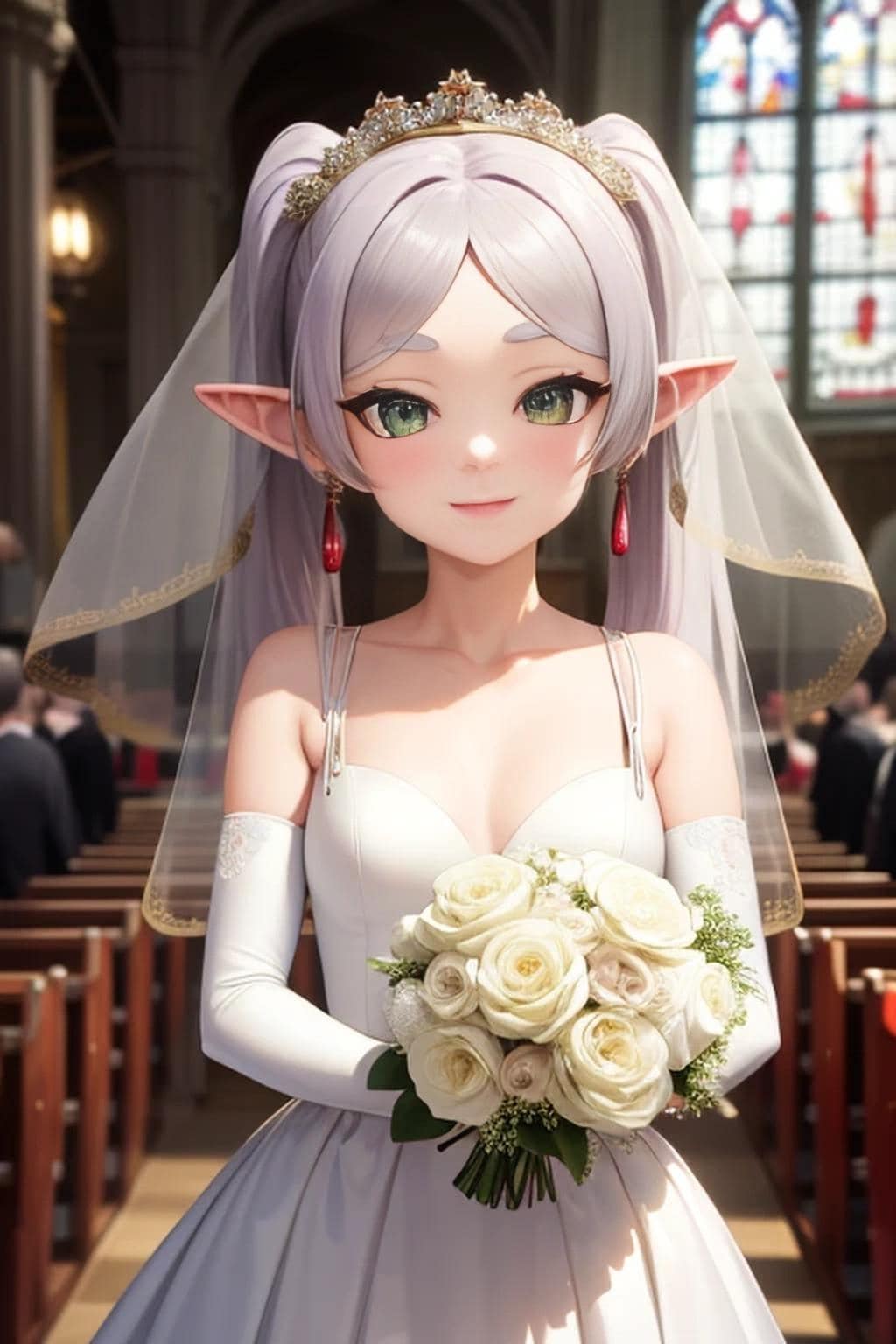 フランメ、フリーレン師弟のウェディングドレス姿