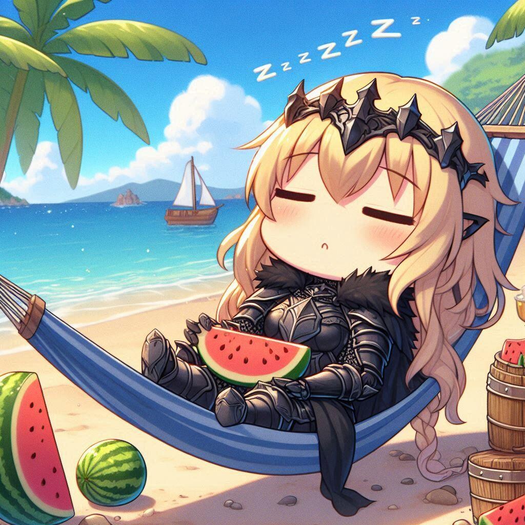 海辺でぐっすりエリザベス