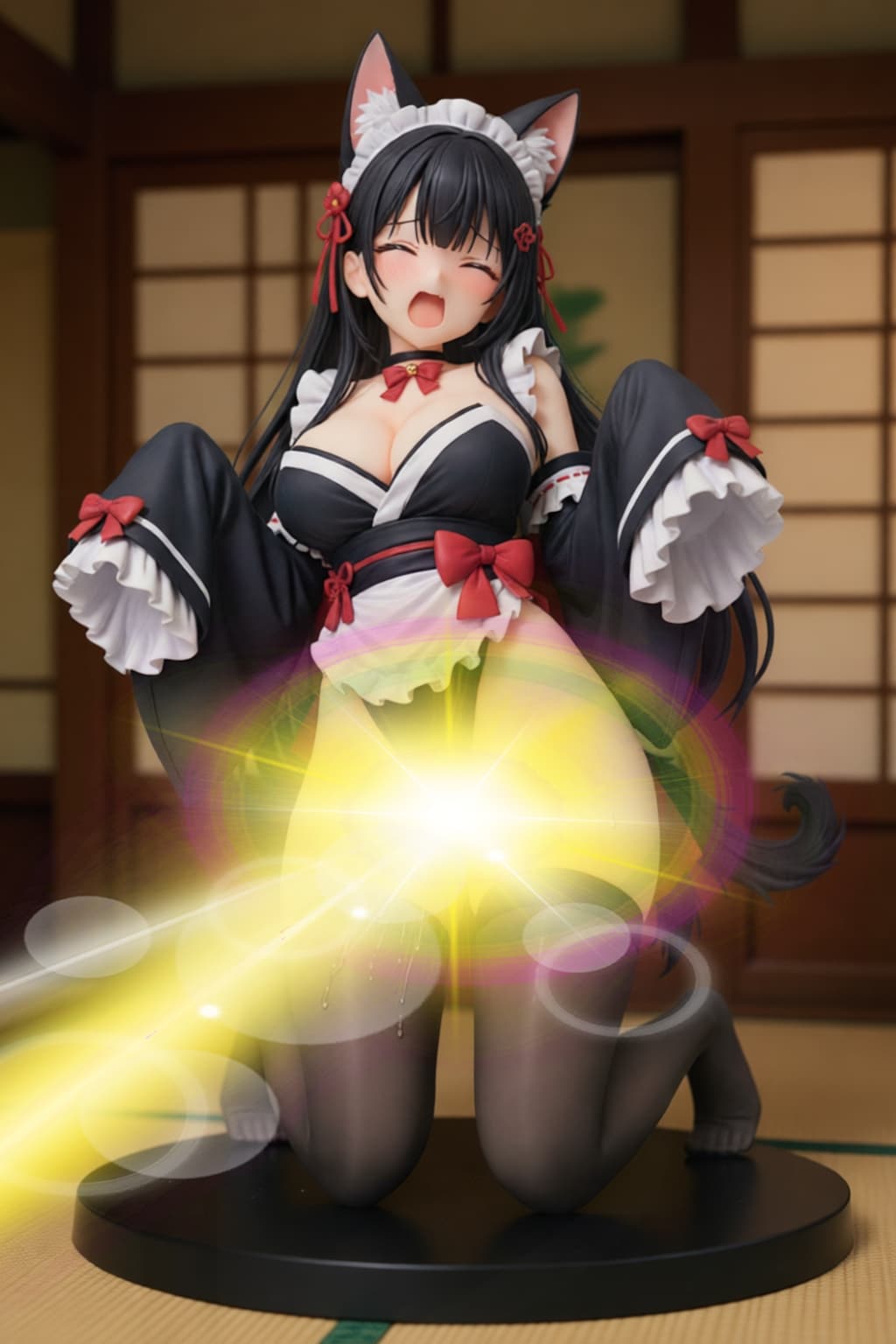 ハイレグ股間に集中攻撃をくらい💦白い汁へと液状化消滅しちゃう💦萌え袖仕様のハイレグメイド型女戦闘員💦・・（フィギュアでやられシリーズ）