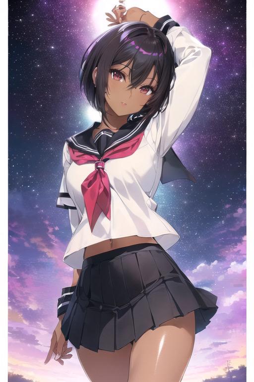 褐色ショートJKイラスト集