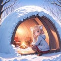 雪とケモ耳エルフさん 5枚目