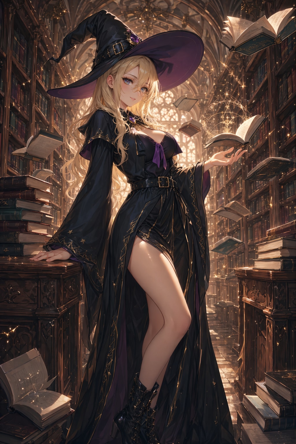 【#図書館】異世界での出会い　図書館が好きな魔女 | の人気AIイラスト・グラビア